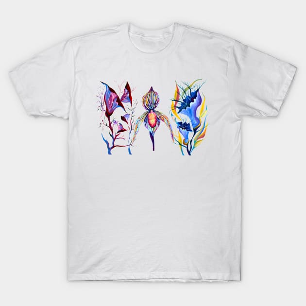 Watercolor Painted Lady Slipper T-Shirt by Nisuris Art